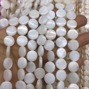 White shell round beads for DIY jewelry making, necklace bracelet accessories supply.