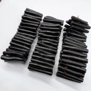 Black coral wood stick bracelet stretch rope wide cuff exaggerated fashion jewelry detail shot