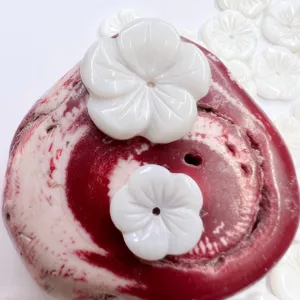 Freshwater shell five-petal bowl flower carved beads DIY antique hair accessories jewelry making