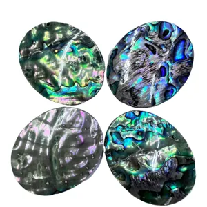 Pendentif ovale en coquille d'ormeau naturelle coloré irisé création bijoux DIY 4pcs