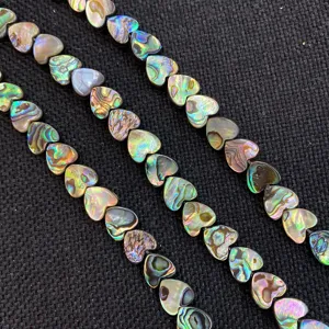 Abalone Muschel herzförmige Scheibe Detail, natürliches irisierendes Schmuck DIY.