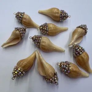 Natural seashell rhinestone pendant DIY bohemian beach necklace jewelry accessory component