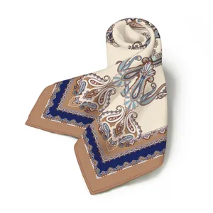 Seide Paisley quadratisch Halstuch fuer Damen elegante Mode Haarband Tasche Schleife