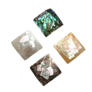 Pieces d'incrustation de mosaique carree en coquille d'ormeau pour deco de table