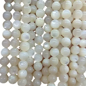Deep sea white mother-of-pearl round shell beads for DIY jewelry bracelet necklace making.