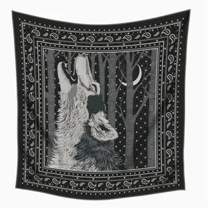 Schicker schwarz-grauer Wolf heult den Mond an quadratischer Schal vielseitiger Damenschal