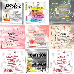 Plaque de puzzle en acrylique personnalisée avec messages affectueux pour famille et amis