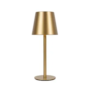 Modern minimalist golden metallic cordless table lamp for luxury bar atmosphere