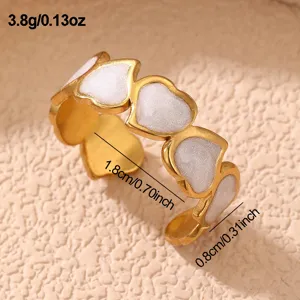 Edelstahl Herz Ring mit weißem Stein, Vintage offene verstellbare Modeschmuck Ring.