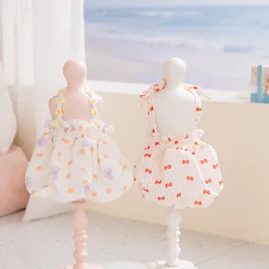 Haustier Kleid Im Koreanischen Stil Floraler Welpenrock Mit Schleife Gänseblümchen-Spitze Atmungsaktive Sommer-Hundebekleidung Für Kleine Hunde Katzen