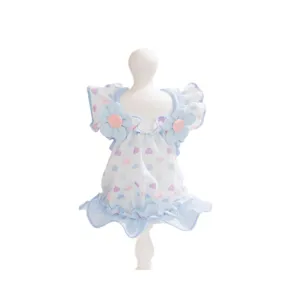 Jolie robe d'été florale pour animaux chats chiens, vêtement en mousseline légère et respirante.