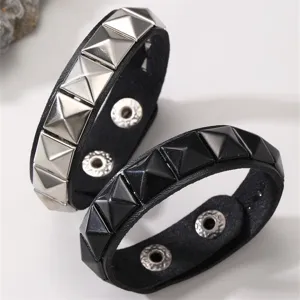 Punk Rock quadratische Nieten Lederarmbänder Set für Männer Frauen Mode Schmuck