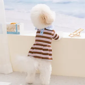 Bonito vestido polo a rayas para mascotas, perros y gatos, ropa cómoda de verano.