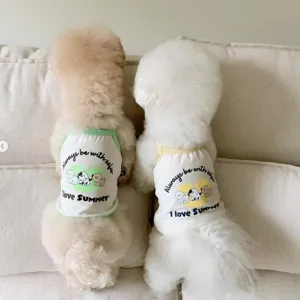 Pet Summer Breathable Mesh Cami Shirt Cute Cartoon Dog Printed Dog Vest Apparel For Small Dogs Cats Comfort Clothes