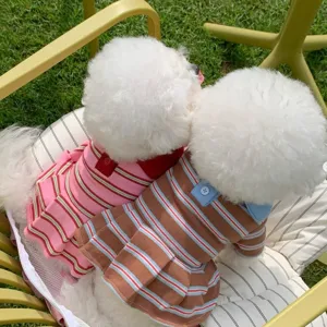 Vestido a Rayas Polo para Perro Mascota Gato Cachorro Ropa de Verano Falda Plisada Ropa para Animales Pequeños para Teddy Bichon