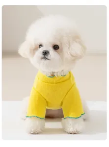 Dünne Frühlings Sommer Hunde Kleidung gelbes Rippen Haustier Shirt für kleine Hunde Katzen