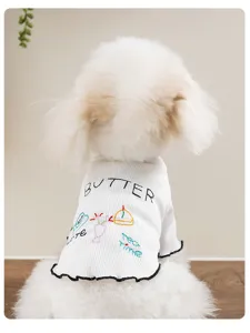 Niedliche dünne Sommer-Hundekleidung mit Stickerei, atmungsaktive Kleidung für Katzen und Hunde.