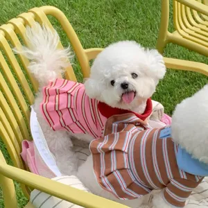 Bonito vestido polo a rayas para mascotas, falda de verano moderna para perros pequeños.