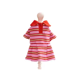 Precioso vestido polo a rayas para perros y gatos pequeños, hermosa ropa de primavera.