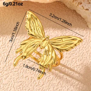 Goldener Schmetterling Ring Edelstahl Statement Mode Schmuck elegantes Design Accessoire
