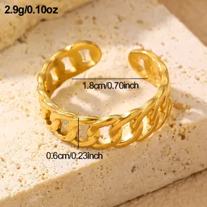 Retro vergoldeter edelstahl ketten offener ring, stilvoller minimalistischer schmuck.