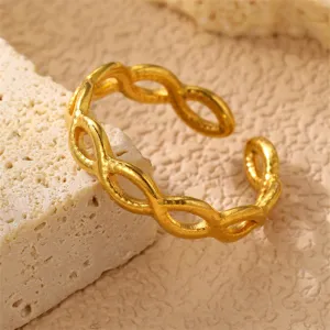 Vintage goldener offener Ring mit geometrischem Kettenglied-Design für modischen Schmuck.