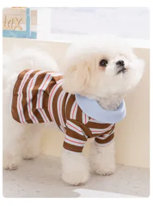 Fruehling Sommer duennes Haustierkleid gestreiftes Polo Hundekleid fuer kleine Hunde.