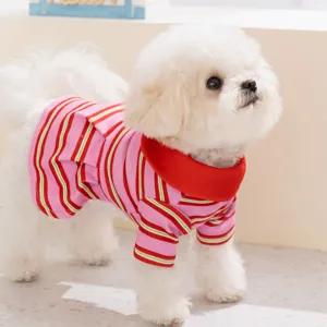 Süßes Sommer Haustierkleid für kleine Hunde Katzen, bunte gestreifte Polo Welpenkleidung.