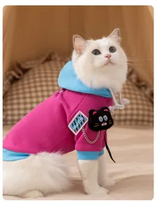 Cat hoodie winter warm pet apparel small dog cute cat clothes detail view apparel soft fabric