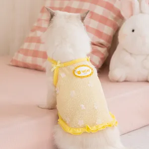 Jolie robe d'été pour chat en dentelle respirante florale vêtements pour animaux de compagnie