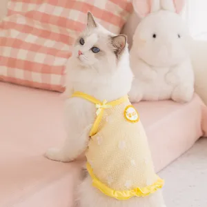 Vetement animal ete respirant gilet a bretelles floral mignon pour petits chats et chiens.