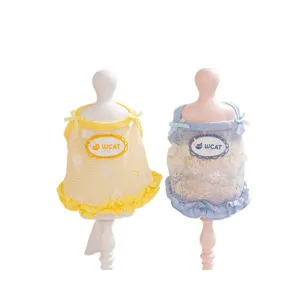 Robe en dentelle respirante pour animal de compagnie printemps ete fine vetement chat mignon bride