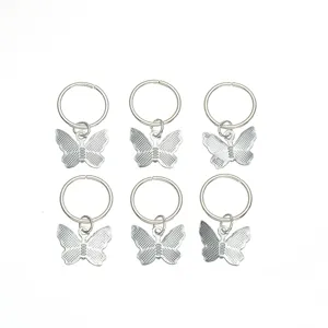 Metall Haarflechtringe mit Schmetterling Anhängern, 6 Stk. silberne Dreadlocks Schmuck.
