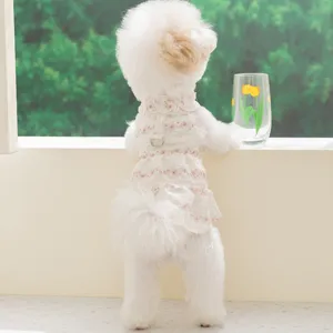 Süsses Hunde Spitzenkleid Sommer dünn atmungsaktiv Blumen Prinzessin Rock für kleine Haustiere