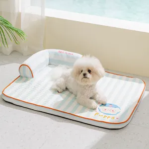 Cooling Latex Mat Pet Bed Dog Cat Sofa With Pillow Breathable Summer Sleeping Pad For Small Medium Large Pets
