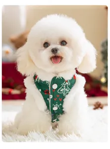 Weihnachten Hund Winterweste warme Welpenjacke süße Haustierbekleidung grünes Detail