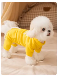Cute dog hoodie winter warm four-legged fleece pet clothes for small dogs teddy cat apparel detail