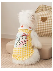 Gilet invernale a quadri per cani con fodera in pile, colletto a petto e tasca con coniglio per cuccioli.