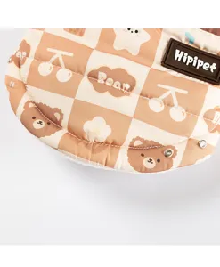 Haustier Winter warme dicke Baumwollmantel Detailansicht braun Karo Muster Hundekleidung