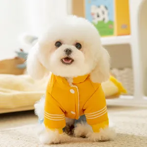 Cute yellow dog winter coat warm padded pet clothes for small dogs and cats puppy apparel