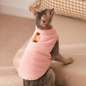 Gilet caldo in velluto a coste per gatti e cani piccoli, vestiti invernali spessi rosa.
