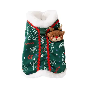 Weihnachtliche Hunde Winter Warme Weste mit süßem Plüsch Rentier für kleine und mittlere Haustiere.