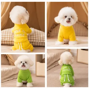 Cute four-leg dog sweatshirt winter warm fleece pet clothes for small dogs teddy bichon