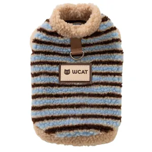 Warme Winter gestreifte Fleece Haustier Hund Katze Kleidung mit Leinen D-Ring Haustier