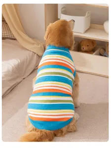 Warm striped pet sweater for medium and large dogs, comfortable autumn and winter clothing item.