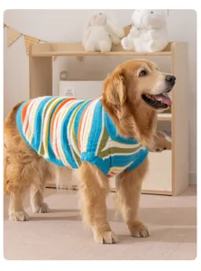 Cozy striped pet sweater for medium and large dogs, warm knit apparel for autumn and winter.