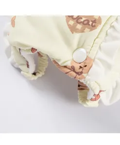 Adorable ropa de cuatro patas para gatos con volantes dulces y botones de presión.
