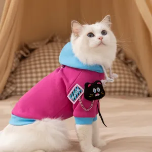 Warm pet hoodie for cats and small dogs autumn winter cute cat clothes apparel outfit