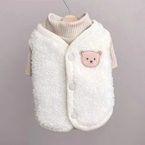 Warm fleece hondenvest schattig berenontwerp comfortabele winterkleding voor kleine honden katten