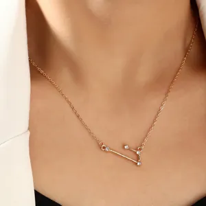 Goldener Sternbild Anhänger Halskette für Damen Strass Schlüsselbeinkette Schmuck